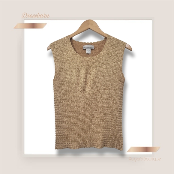 🌿Dressbarn Women's Large Gold Crinkle Sleeveless Top-Fab!!! 🌞 - Picture 3 of 10